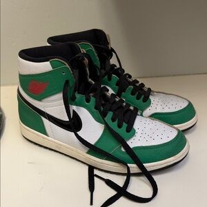 Nike Green and White High-Top Sneakers